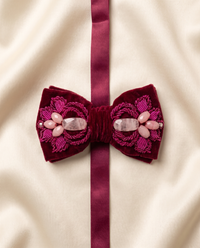 Burgundy Marmar Bow Tie — Pink Sermeh Embroidery & Pink Quartz